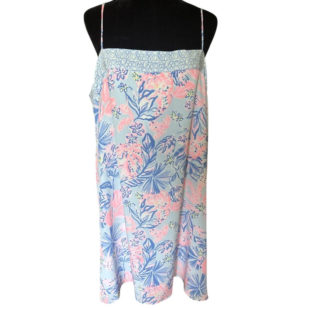 Lilly Pulitzer Jesslyn Elephant Splash Silk Dress Size 14 zip, lined pink bl New
